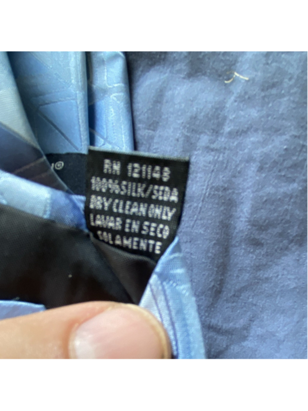Covington 100% Silk Woven Tie Light Blue Silver Geometric Pointed One Size - Picture 5 of 6